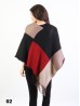 Color Block Poncho W/ Fringes